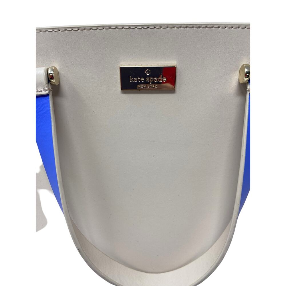 Kate Spade Arbour Hill Kyra Tote Bag Pumice & Adventure Blue Leather Shoulder - Picture 2 of 12